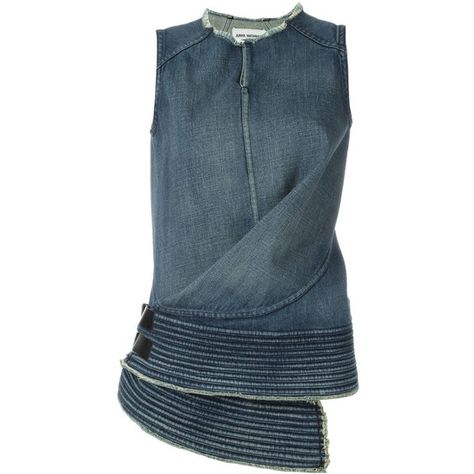 Junya Watanabe Comme Des Garçons Wrap Denim Top ($289) ❤ liked on Polyvore featuring tops, blue, wrap top, wrap style tops, denim top, blue top and blue wrap top Repurposing Clothes, Blue Wrap Top, Denim Upcycle, Only Jeans, Vest Designs, Love Jeans, Recycled Fashion, Upcycled Fashion, Style Tops