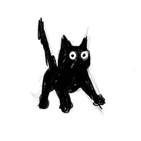 Drawn Black Cat, White And Black Cat Aesthetic, Black Stickers Png, Black And White Widgets Aesthetic, Black And White Aesthetic Widget, Black Cat Doodles, Black And White Cat Tattoo, Funny Cat Drawings, Black White Pfp