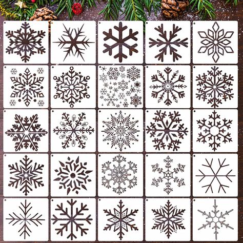 Christmas Window Painting Snowflakes, Painted Snowflakes On Windows, Painted Snowflakes On Wood, Snowflake Window Art, Snow Window Painting, Snowflake Painting Easy, Snowflake Window Painting, Christmas Window Painting Ideas Diy, Christmas Window Painting Template