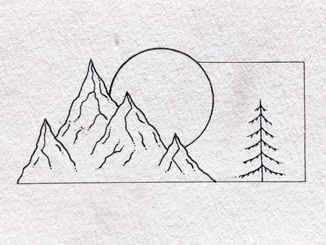 Minimal Mountain drawing - Imgur Drawing Ideas Minimal, Simple Drawing For Journaling, Mountains Simple Drawing, Easy Mountain Drawing Simple, Mountain Easy Drawing, Mountain Doodles Simple, Mountain Outline Drawing, Mountains Drawing Simple, Easy Minimalist Drawing