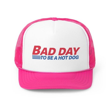 Bad Day To Be A Hotdog Trucker Hat Pink Elevate Your Style With High-Quality Hats, Shipped Fast! Funny Trucker Hats, Funny Trucker Hat, Ny Hat, Earflap Beanie, Christmas Hats, Dirty Thirty, Bride Hat, Funny Hats, Strapback Hats