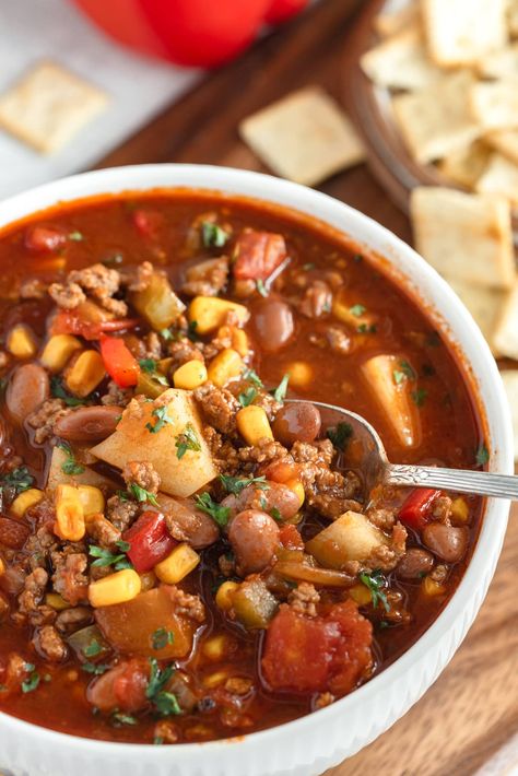 Cowboy Soup Recipe, Texas Cowboy Stew, Tex Mex Soup, Cowboy Soup, Cowboy Stew, Cinnamon Crescent Rolls, Pasta E Fagioli Soup, Texas Cowboy, Irish Soda