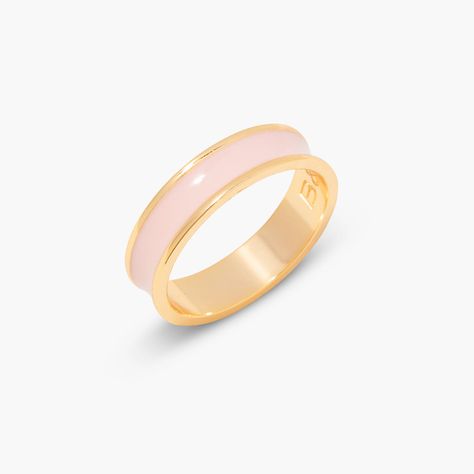 Rings created with a modern design! New art deco rings with a unique design. Popular name rings and engraved rings available. Pink Enamel Jewelry, Preppy Wedding Ring, Pink And Gold Rings, Pink And Gold Ring, Evry Jewels Rings, Rings Preppy, Cute Rings Gold, Cute Gold Rings, Preppy Rings