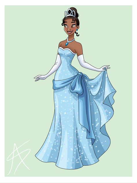 Tiana Blue Dress Prom, Princess Tiana Blue Dress, Tiana Blue Dress, Princess Tiana Costume, Princess Tiana Dress, Blue Dress Costume, Princess Drawing, Tiana Costume, Disney Royalty