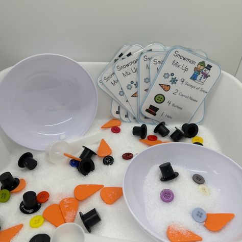 TeacherEngineer - Etsy España Snowman Sensory Bin, Sensory Bin Preschool, Counting Preschool, Winter Sensory Bin, Sensory Classroom, Sensory Bin Play, Preschool Winter, Epson Salt, Teaching Crafts