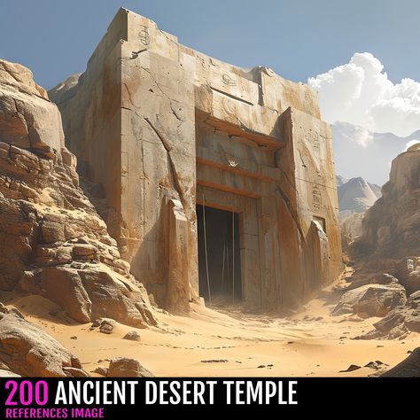 ArtStation - 200 ANCIENT DESERT TEMPLE / 4K, ¥¥ Isabelle ¥¥ Desert Temple Fantasy Art, Desert Temple Concept Art, Ancient Temple Concept Art, Desert Concept Art, Desert Ruins, Lethal Company, Desert Temple, Environment Painting, Temple Ruins