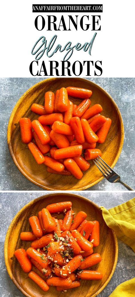 Baby carrots come together with orange juice, brown sugar, and butter for a sweet and tangy side dish of Orange glazed Carrots that are ready in just minutes. Want to take them up a notch? Serve them sprinkled with fresh thyme, walnuts, and goat cheese. Orange Juice Carrots, Candid Baby Carrots, Citrus Glazed Carrots, Glazed Carrots With Orange Juice, Glazed Baby Carrots Oven, Best Carrots Side Dish, Glazed Carrots Recipe Stove Top, Baked Baby Carrots, Glazed Baby Carrots Recipe