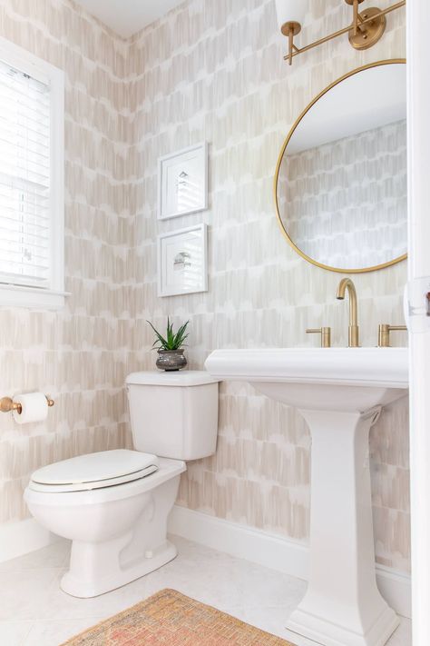 Half bath with wallpaper