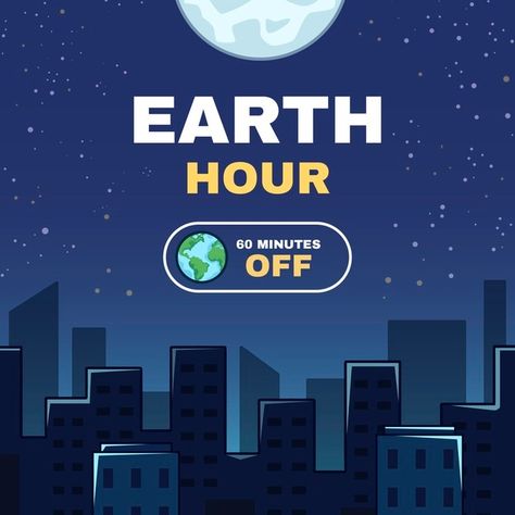 Hand drawn earth hour illustration Free Vector Earth Hour Creative Ads, Earth Hour Poster Design, Earth Hour Poster, Earth Hour Day, Magazine Layout Inspiration, World Earth Day, Earth Hour, Positive Vibrations, Book Cover Template