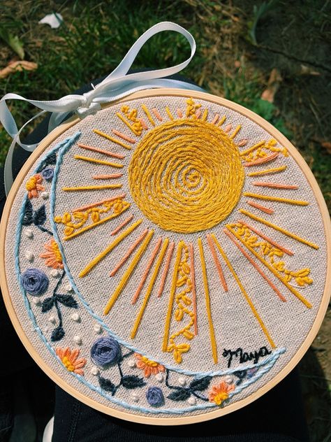 This Embroidery Art item by EmmaBroiderie has 37 favorites from Etsy shoppers. Ships from New York, NY. Listed on Feb 11, 2024 Embroidery Sun And Moon, You Are My Sunshine Embroidery, Sun Moon Embroidery, Sun Embroidery Design, Sun Embroidery Pattern, Doodle Stitch, Sun And Moon Embroidery, Sunshine Tattoos, Sun Moon Design