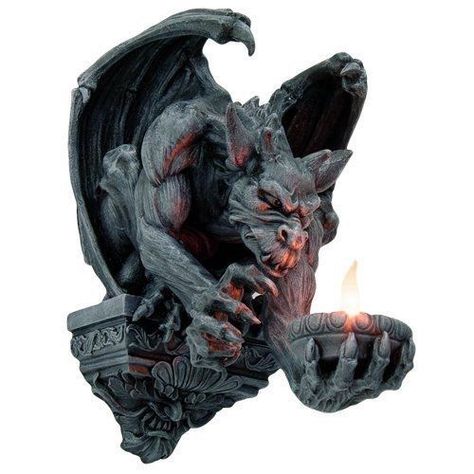 Winged Guardian Gargoyle Decorative Candleholder Wall Sculpture 12.5" Tall | Collectibles, Fantasy, Mythical & Magic, Gargoyles | eBay! Victorian Gothic Bedroom, Skull Furniture, Goth Houses, Candle Holder Wall, Gothic Bedroom, Halloween Supplies, Resin Stone, Sculpture Wall, Dream Furniture