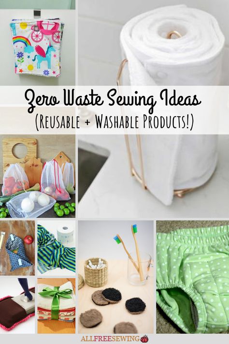 NEW! Go green year-round with these eco-friendly sewing projects! Find reusable, washable, and scrapbusting designs. #earthdaysewing Zero Waste Sewing Projects, Zero Waste Sewing, Diy Zero Waste, Reusable Products, Eco Friendly Diy, Reusable Diapers, Green Craft, Sanitary Pads, Sewing Design