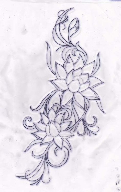 Water Lily Tattoo Design Half Sleeves, Lilly Flower Tattoo Designs Simple, Water Lily Tattoo Design, Water Lily Tattoo, Water Lily Tattoos, Lily Tattoo Design, Flower Tattoo On Side, Lily Flower Tattoos, A Tattoo Design