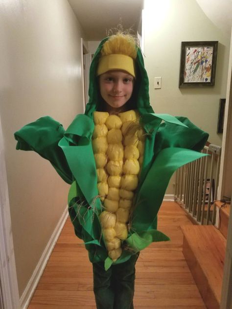 Ear of corn costume Ear Of Corn Costume Diy, Corn Costume Kids, Corn Costume Diy, Baby Scarecrow Costume, Corn Halloween Costume, Ghost Costume Kids, Corn Costume, Candy Corn Costume, Baby Pumpkin Costume