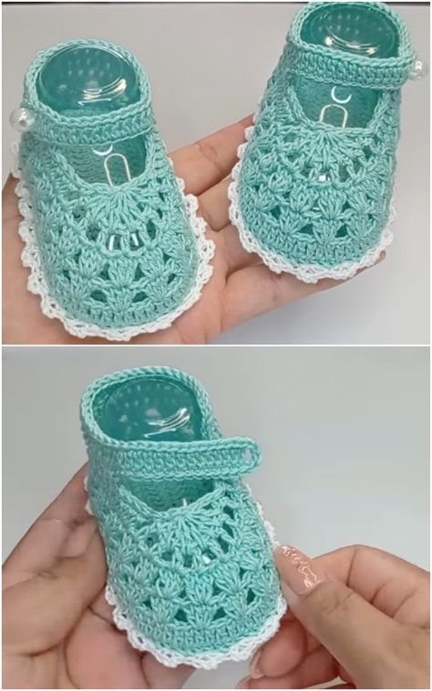 Crochet Shoes For Baby Step By Step Tutorial - We Love Crochet Diy Crochet Shoes, Crochet Baby Shoes Tutorial, Crochet Baby Shoes Free Pattern, Crocheted Baby Booties, Baby Shoes Tutorial, Baby Shoes Diy, Crochet Baby Booties Pattern, Crochet Baby Boots, Crochet Shoes Pattern