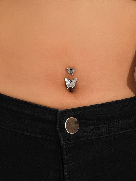 Multicolor Funky   Stainless Steel  Belly Ring    Jewelry Belly Ring Butterfly, Cute Belly Rings Stud, Butterfly Belly Button Piercing, Belly Rings Stud, Piercing Navel, Pjo Dr, Crazy Earrings, Cute Belly Rings, Rich Women Lifestyle