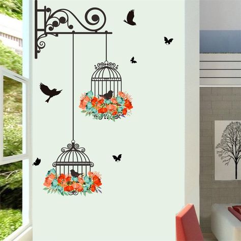 Living Room Decals, Seni Mural, Bird Wall Decals, Decor Mural, Diy Wall Painting, Diy Wand, Stickers Art, Wall Painting Decor, Deco Stickers