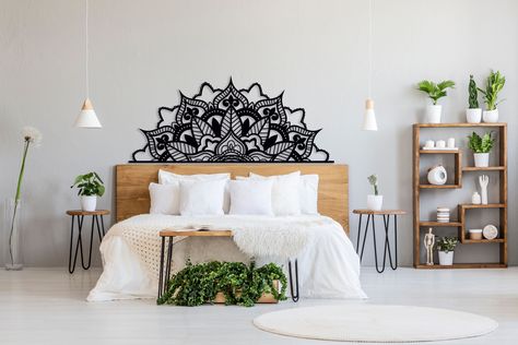 Maroon Walls, Mandala Unique, Aesthetic Lines, Modern Wall Stickers, Black Mandala, Mandala Wall Decor, Art Above Bed, Mandala Wall Hanging, Yoga Decor