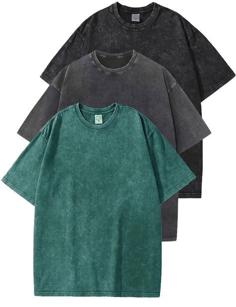 PRICES MAY VARY. [Material]: 3 pack mens workout shirts is crafted from the soft and skin-friendly 100% cotton fabric, combined with advanced water washed technology. This creates a lightweight and comfortable t-shirt that perfectly embodies a stylish streetwear vibe,Crewneck T-Shirts [Unique Features]: Mens crew neck t shirts, solid vintage color, short-sleeve tee shirts, distressed shirt, streetwear t-shirts, loose boyfriend style shirts, Unisex T-Shirts, oversized t-shirts, summer t-shirt top Soft Grunge Mens Fashion, Cool Graphic Tees Men, Mens Basic Fashion, Y2k T-shirts, Men’s Vintage Style, Heavyweight T Shirt, Men’s Tshirts, Graphic Design Tee Shirt, Clothing For Men