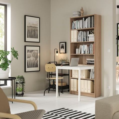 BILLY, bookcase with desk, 80x202 cm, 495.639.32 - IKEA Greece Billy Bookcase With Desk, Bookcase With Desk, Billy Ikea, Billy Regal, Kitchen Furniture Storage, Single Bed Mattress, Bookcase Desk, Outdoor Kitchen Appliances, Ikea Billy Bookcase