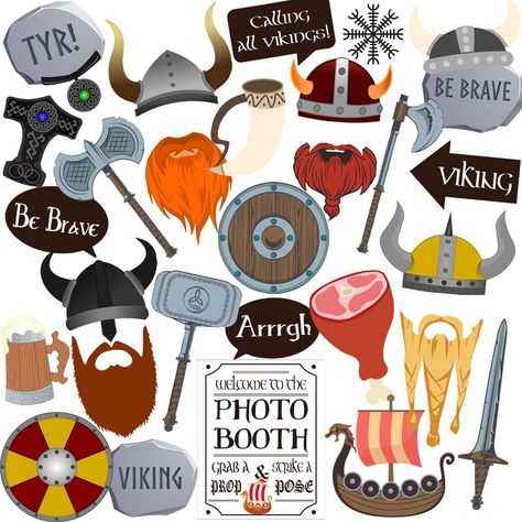 PRICES MAY VARY. 1 - Ultimate Viking Party Decor - Our viking photo props includes 30 different patterns,make sure everyone can find their favorite and strike a funny pose, from horned viking helmets to mighty axes. Transform into a viking hero with our viking props like the battle-ready shield, legendary longship, and the mythical Thor's hammer! 2 - High Quality Viking Decorations - Made with hard card stock and utilizing HD printing technology, our viking party props feature vivid colors and h Viking Bachelorette Party, Viking Decorations Party, Viking Party Decorations, Viking Baby Shower Ideas, Viking Themed Party, Viking Decorations, Viking Props, Vikings Decor, Viking Birthday Party