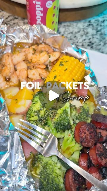 Seafood Foil Packets Ovens, Thanksgiving Shrimp, Seafood Foil Packets, Shrimp Foil Pack, Shrimp Foil Packets Oven, Foil Packets For The Oven, Shrimp And Broccoli Foil Packs, Shrimp Boil Foil Packets, Shrimp Foil Packets