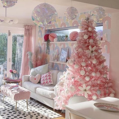 50 Shades of Pink | Pink Christmas Please 😍 | Facebook Pastel Christmas Aesthetic, Barbie Christmas Tree, Christmas Tree Theme, Glamorous Christmas, A Pink Christmas, Barbie Christmas, Tree Theme, Christmas Apartment, Pastel Christmas