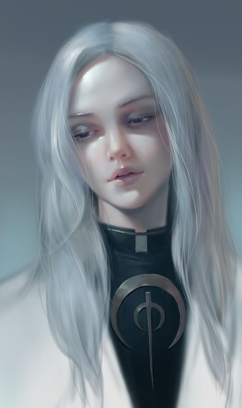 ArtStation - Moonlight, Mam BA Female Human, Fantasy Inspiration, Female Character Design, Art Anime, Dnd Characters, Character Portraits, White Hair, Fantasy Character Design, 그림 그리기