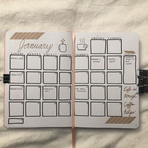 January Bullet Journal Calendar, Built Journal, Bullet Journal Calendar, Journaling Set, April Bullet Journal, Journal Calendar, January Bullet Journal, January Calendar, Journal Lettering