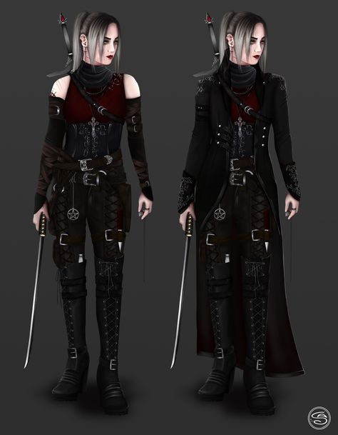 ArtStation - Vampire Hunter Vampire Hunter Costume Female, Vampire Hunter Aesthetic Outfit, Vampire Hunter Female, Vampire Female Character Design, Hunter Outfit Female, Vampire Hunter Oc, Female Vampire Outfit, Vampire Outfit Drawing, Female Vampire Hunter