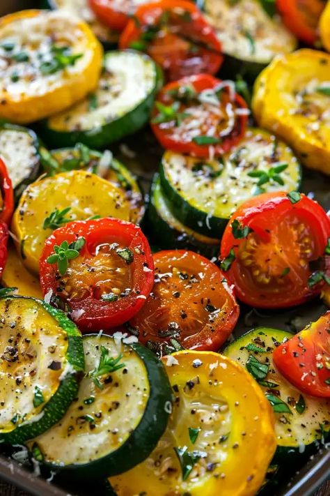 Vegetable Side Dishes Squash, Healthy Vegetable Sides For Dinner, Health Vegetable Recipes, Oven Roasted Zucchini And Tomatoes, Best Zuchinni And Squash Recipe, Fruits And Veggies Recipes, Recipes For Yellow Squash And Zucchini, Parmesan Squash And Zucchini, Recipe For Zucchini And Squash