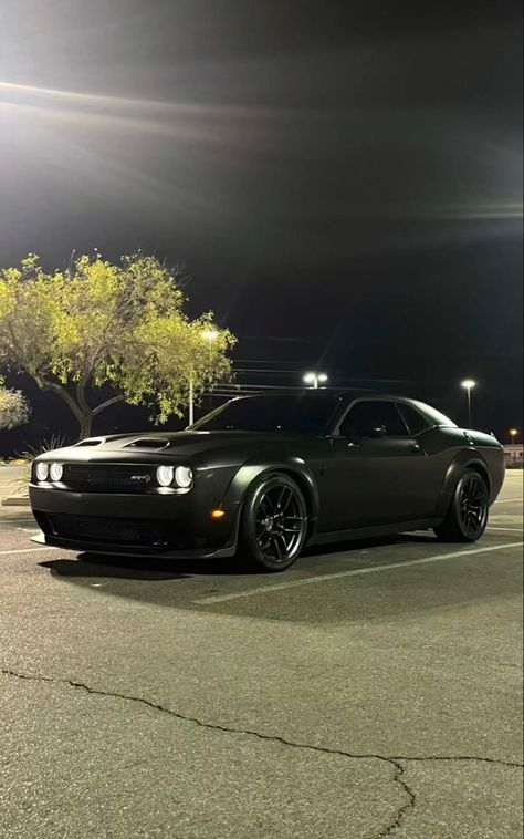 Matte Black Dodge Challenger Aesthetic, Challenger Aesthetic, Matte Black Dodge Challenger, Dodge Challenger Hellcat Wallpapers, Dodge Challenger Aesthetic, Dodge Challenger Wallpapers, Cars Matte Black, Srt Dodge Challenger, Dodge Demon Challenger