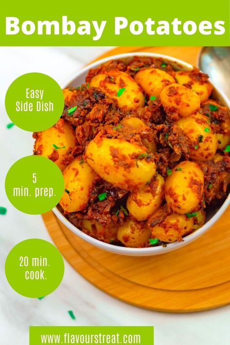 Indian Potato Curry Recipes, Bombay Potatoes Recipe Indian, Tandoori Potatoes Recipe, Indian Potatoes Recipes, Bombay Potatoes Recipe Easy, Indian Spicy Potatoes, Air Fryer Bombay Potatoes, Boiled Potato Recipes Indian, Baby Potato Recipes Indian