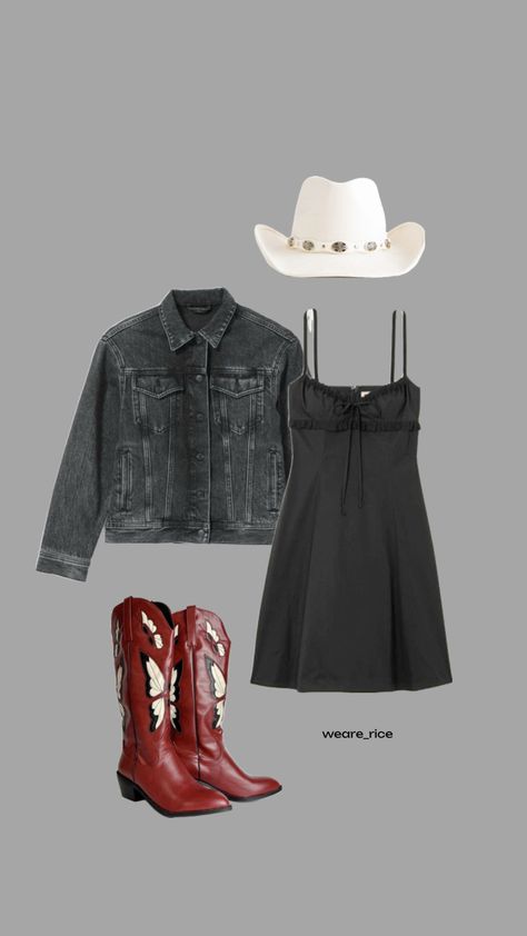 Texas Rodeo Outfit Idea / Casual Rodeo outfit for women! Cowgirl boots, cowgirl hat / cow boy hat, little black dress, black denim jacket, red cowgirl boots. Festival outfit idea / spring outfit idea 2024 trend

Follow my shop @weare_rice on the @shop.LTK app to shop this post and get my exclusive app-only content!

#liketkit #LTKfindsunder100 #LTKshoecrush #LTKfindsunder50
@shop.ltk
https://liketk.it/4yzWr Boots Festival Outfit, Western Outfits Rodeo, Black Cowgirl Outfit, Women Cowgirl Boots, Cow Boy Hat, Texas Rodeo, Red Cowgirl Boots, Rodeo Outfit, Black Cowgirl