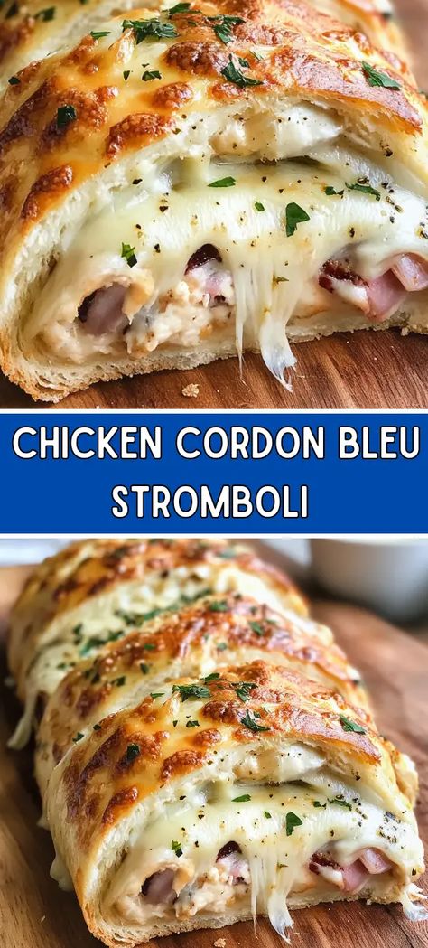 Chicken Cordon Bleu Stromboli 3 Course Italian Meal Ideas, Chicken Cordon Bleu Stromboli, Chicken Stromboli, Chicken Cordon Bleu Sandwich, Stromboli Recipes, Seasonal Meals, Stromboli Recipe Easy, Homemade Stromboli, Easy Suppers