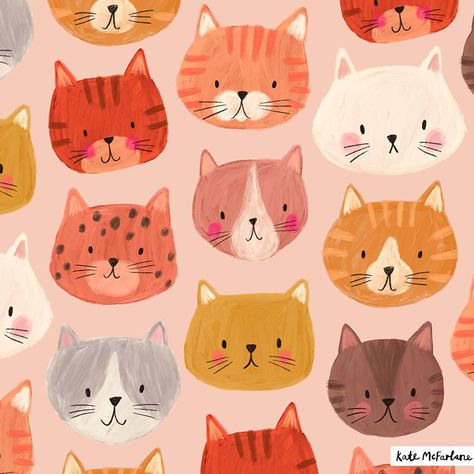 patterns — Kate McFarlane Kate Mcfarlane, Modern Textiles Patterns, International Cat Day, Cat Artwork, Cats Illustration, Animal Companions, Illustration Artists, Cat Illustration, Cat Pattern