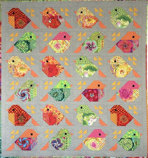 Summer Sparrows Sparrow Quilt, Pictorial Quilts, Sparrows, Kaffe Fassett, Wall Quilts, Quilt Kits, Pen And Paper, Quilt Top, Garden Flags