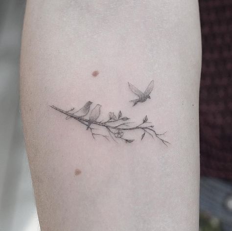 Bird On Branch Tattoo, Bird Branch Tattoo, Tattoo On Foot, Tattoo Sonne, Small Bird Tattoos, Little Bird Tattoos, Tiny Bird Tattoos, Bird Tattoos For Women, Vogel Tattoo