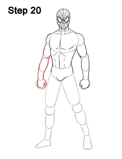 Spider-Man Drawing 20 Spider Man Drawing, Spiderman Sketches, Man Full Body, Marvel Art Drawings, Man Drawing, Drawing Superheroes, Spiderman Drawing, Art Guide, Boy Hair