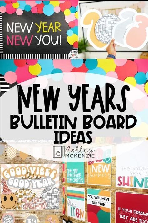 Fresh and Easy New Year Bulletin Board Ideas to Make Your Classroom Sparkle New Year’s Resolution Bulletin Board, New Year New You Bulletin Board, New Year School Bulletin Boards, New Years School Bulletin Board Ideas, Happy New Year Bulletin Board Ideas, New Year Library Display, New Year Bulletin Board Ideas For School, January Bulletin Board For Toddlers, New Year Board Decorations For School