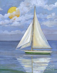 Boat Painting Simple, Sailboat Painting Acrylic, Sailing Art, Sailboat Art, Sailboat Painting, Boat Art, Boat Painting, 수채화 그림, Beach Art