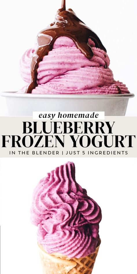 Gourmet Milkshakes, Blueberry Frozen Yogurt, Yogurt Recipes Healthy, Frozen Yogurt Blueberries, Healthy Frozen Yogurt, Frozen Yogurt Recipe, Homemade Frozen Yogurt, Frozen Yogurt Recipes, Ice Cream Maker Recipes