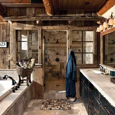 Rustic Bathrooms Ideas, Diy Rustic Bathroom, Master Bath Layout, Bathroom Decor Rustic, Rustic Bathroom Lighting, Rustic Shower, Bathroom Plans, Cabin Bathrooms, Rustic Bathroom Designs