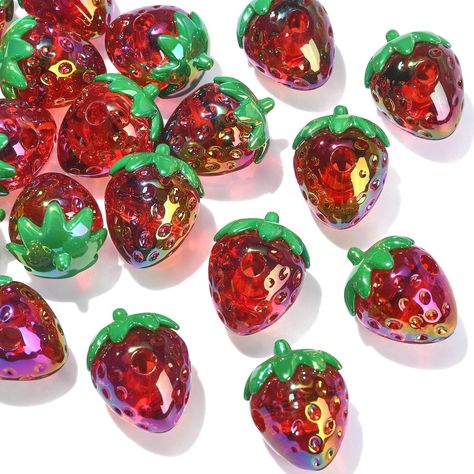 PRICES MAY VARY. 🍓Size: About 0.79 inch(20mm) long, 0.79 inch(20mm) wide, 0.47 inch(12mm) thick, hole: 0.08 inch(2mm), 20pcs. 🍓Package: You will receive 20 pcs decorative accessories strawberry bead charm with beautiful style and sufficient quantity to meet your daily DIY needs. 🍓Great Material: These fruit bead charms are made of high quality acrylic, using spray paint process, bright and beautiful colors, strong and firm, not easy to lose color and break, light texture, you can rest assured Decoration Crafts, Kawaii, Beads Fruit, Strawberry Beads, Fruit Beads, Charms For Jewelry Making, Kawaii Food, Beads For Jewelry Making, Delicate Jewelry