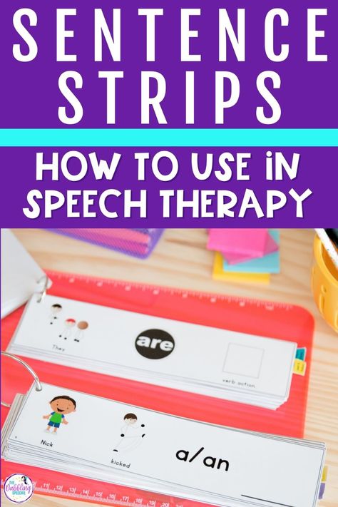 Sometimes kids need visual supports while they learn a new speech or language skill. Learn how to use sentence strips in speech therapy to help your students make progress on their goals! Speech Therapy Sentence Activities, Speech Therapy Activities Articulation, Speech Therapy Activities Language, Grammar Sentences, Sentence Construction, Sentence Activities, Sentence Frames, Learning New Skills, Language Therapy Activities