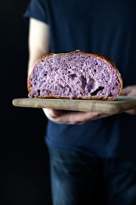 THE BLUSHING BOULE (PURPLE YAM COUNTRY BREAD) Overnight Bread Recipe, A Loaf Of Bread, Purple Yam, Country Bread, Purple Food, Purple Sweet Potatoes, Loaf Of Bread, Bread Dough, Dry Yeast