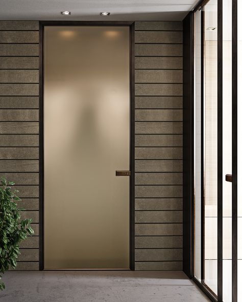 Hinged glass and aluminium door G-LIKE | Hinged door Modern Collection By GIDEA Bathroom Door Design Aluminium, Bathroom Door Design, Aluminium Door Design, Frosted Glass Interior Doors, Window Remodel, Pintu Interior, Glass Door Design, Aluminium Door, Frosted Glass Door