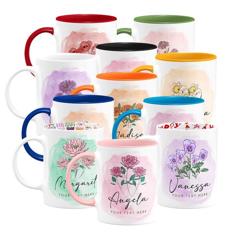 PRICES MAY VARY. EXCEPTIONAL BIRTHDAY GIFT: Each month has its flower. These flowers have characteristic features. People have characteristics of the month in which they were born. Surprise your mother, wife, girlfriend, or any other dear woman with a Personalized Birth Flower Mug that features her birth month. FREE CUSTOMIZATION: Once you click " Customize Now " you can choose your favorite color for the mug, then you will be able to choose the stylish flower design symbolizing the 12 months (C Aunt Mug, Birth Flower Month, Dear Woman, Mug With Name, Flower Mug, Design Mom, Personalized Gifts For Mom, Sublimation Mugs, Name Mugs