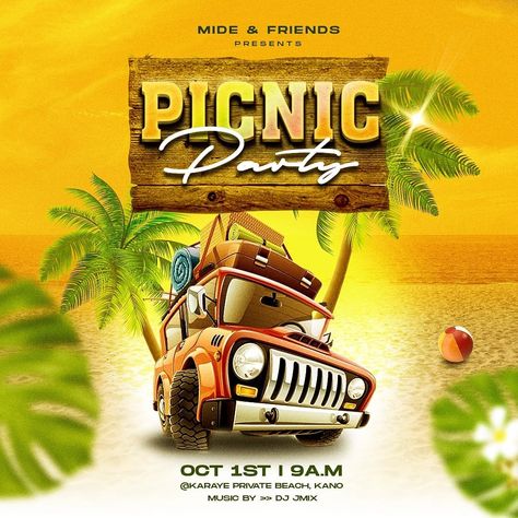 Picnic party design Picnic Banner Design, Picnic Poster Design Graphics, Picnic Flyer Design Ideas, Hangout Background, Picnic Poster Design, Picnic Flyer Design, Hangout Flyer Design, Picnic Background, Picnic Poster