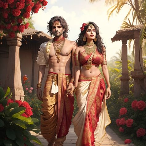 Indian Queen & king Indian Queen Art, Indian King Aesthetic, King And Queen Aesthetic, Indian Couple Art, Indian Queen Aesthetic, Indian King, Indian Queen, Couple Photo Ideas, Indian Women Painting